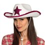 Boland Rodeo Star 54376 54376 Chapeau de cowboy à paillettes pour adulte Rose/blanc Taille unique