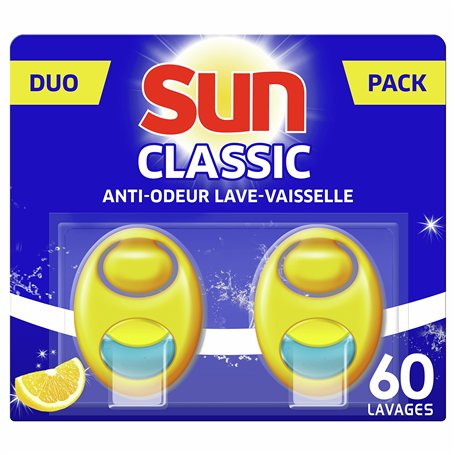 SUN Désodorisant Lave-Vaisselle Citron Duo Pack 2x60 - 120 Doses