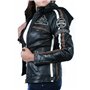 Urban Leather 58 Veste de Moto avec Protections - Femme - Noir - S/38
