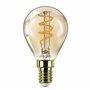 Philips ampoule LED Sphérique E14 15W Blanc Chaud Ambrée Compatible Variateur, Verre