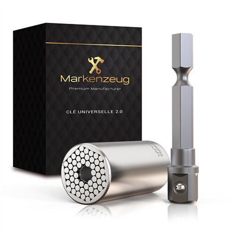 MARKENZEUG Clé universelle Premium Concept amélioré 2023 | Outil multitâche innovant | Douille universelle | Adaptateur 7-19mm |