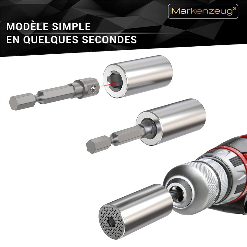 Image secondaire de MARKENZEUG Clé universelle Premium Concept amélioré 2023 | Outil multitâche innovant | Douille universelle | Adaptateur 7-19mm |