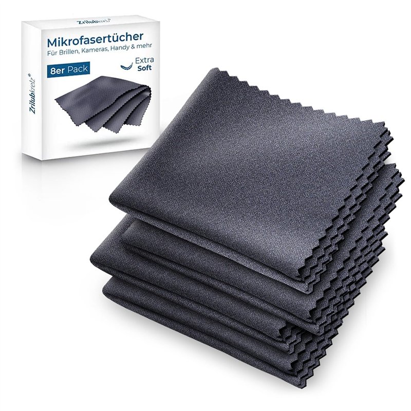 Zrilubkrelz® 8 Chiffon lunettes de vue - 20x20cm - Extra doux - Pour lunettes, lentilles et écrans - Lingettes lunettes