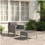 Salon de jardin 2 pcs avec coussins Gris Résine tressée