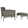 Salon de jardin 2 pcs avec coussins Gris Résine tressée