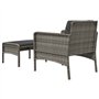 Salon de jardin 2 pcs avec coussins Gris Résine tressée