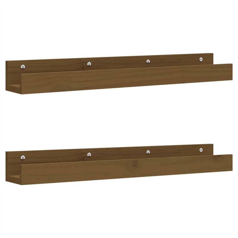 Mensole da Parete 2 pz Miele 80x12x9cm Legno Massello di Pino