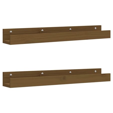 Mensole da Parete 2 pz Miele 80x12x9cm Legno Massello di Pino