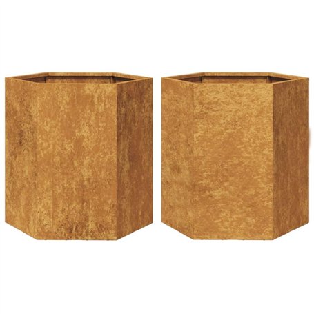vidaXL Jardinières 2 pcs hexagone 46x40x45 cm Acier résistant aux intempéries