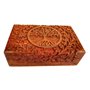 Ajuny Coffre au Trésor Décoratif en Bois Sculpté à la Main 8x5 pouces Motif Arbre de vie Marron - Utilisation Polyvalente comme