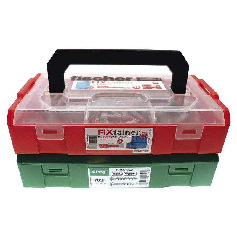 Image secondaire de Set comprenant un assortiment de chevilles multi-usages Fischer et un assortiment de vis Spax livrés dans des mallettes de range