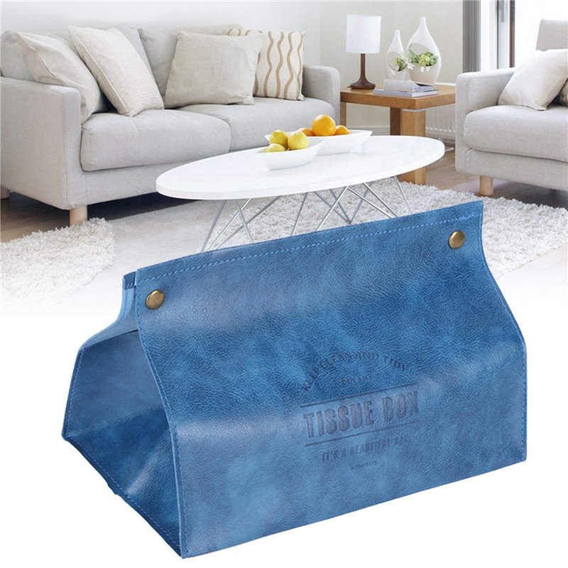 Image secondaire de Porte-mouchoirs en Cuir PU Originalité Boîte à Mouchoirs Distributeurs de mouchoirs Organisateur de Mouchoirs de Bureau pour Sal