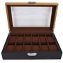 Pssopp Boîtier de Montre à 12 Fentes Boîte de Montre en Bois Massif Étui de Collection de Rangement pour Hommes et Femmes