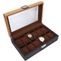 Pssopp Boîtier de Montre à 12 Fentes Boîte de Montre en Bois Massif Étui de Collection de Rangement pour Hommes et Femmes