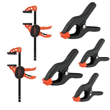 JORGENSEN Jeu de 2 Mini Serre-Joints et 4 Pinces à Ressort avec Ouverture de 25