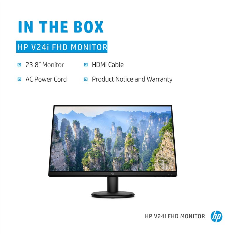 Image secondaire de HP Moniteur v24i Full HD (1920 x 1080) 23,8 Pouces (1 VGA, 1 HDMI) - Noir