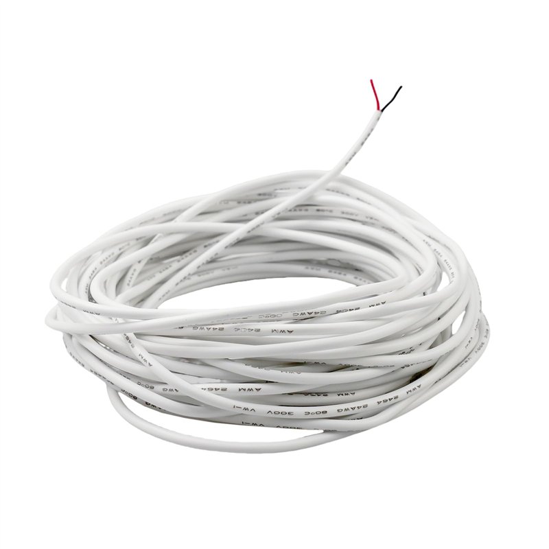 10 Mètre Fil Électrique Blanc 2 Noyau Fil Électrique Câble 24 AWG Rond Flexible PVC Cuivre de Câble, Diamètre Extérieur 3 MM, 30