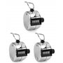QWORK 3 Pcs Compteur Manuel en Métal, 4 Chiffres Compteur Mécanique pour Sport Golf Compte de Pas, Compte Jusqu'à 9999
