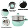 Audecook Petite Poêle électrique avec Cuiseur Vapeur (S(Vert prairie/Avec Cuisson à la vapeur))