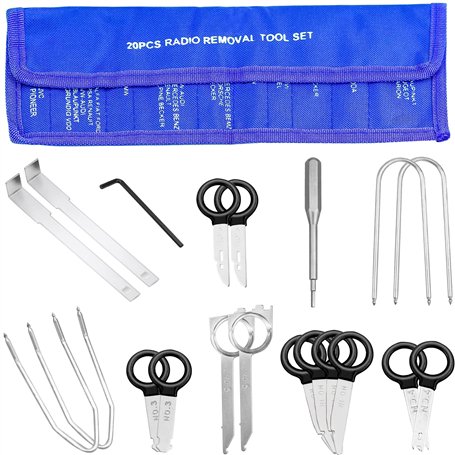 ALFFREUDE 20 pcs Kit Demontage Autoradio Outil de Démontage Voiture Autoradio Outil de Suppression de Radio avec Sac de Rangemen