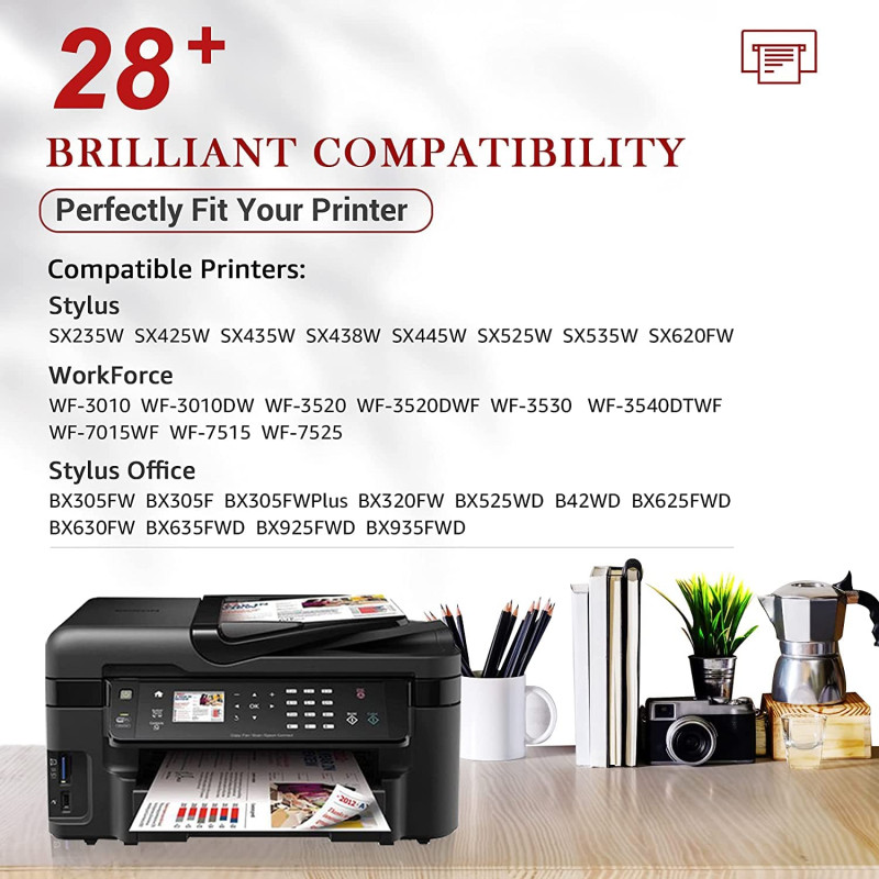 Image secondaire de Toner Kingdom Compatible Cartouche d'encre Remplacement pour Epson 129XL T1291 T1292 T1293 T1294 T1295 pour Epson Stylus SX425W 