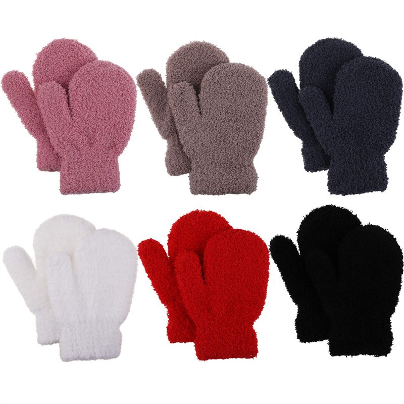 Enfants Mitaine d'hiver Chauds, Bebe Gants Coloré Tricotés Extensibles Magiques Moufle Gloves pour Fille Garçons Unisex, Enfants