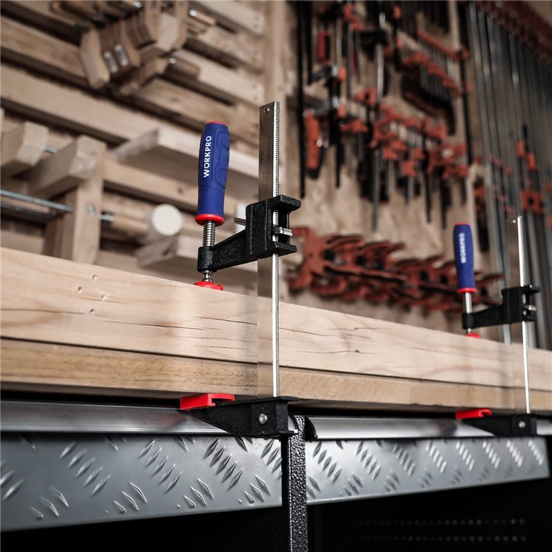 Image secondaire de WORKPRO Jeu de Serre-joint Métallique à Libération Rapide 4 Pièces, Largeur de Serrage 300 mm et 150 mm, Force de Serrage Maxima
