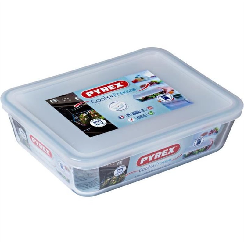 Image secondaire de Boîte de conservation rectangulaire - PYREX - 1451005 - Couvercle en plastique - Verre borosilicate - 22 x 17 cm