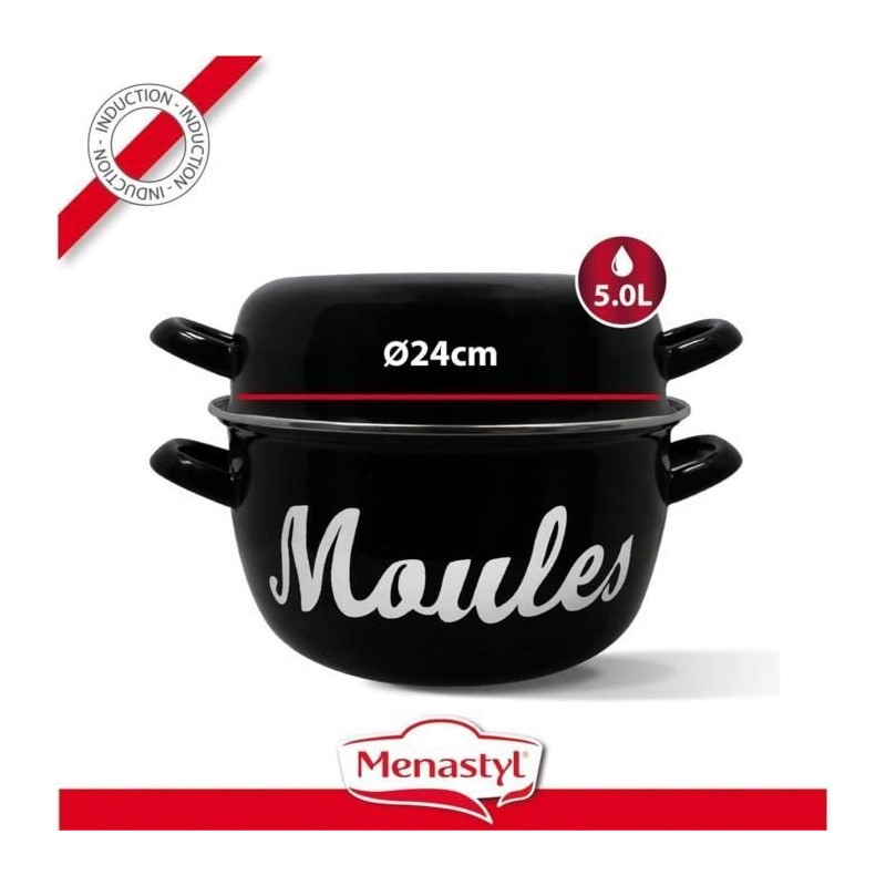 Image secondaire de Marmite a moule - MENASTYL - 3645564 - En acier émaillé - Noir - 24 cm - Avec écritures - Tous feux dont induction