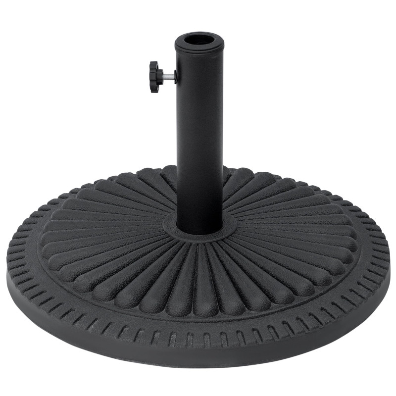 Outsunny Pied de Parasol Base de lestage Parasol Rond Ciment HDPE Motif Rosace Ø 49 cm Poids Net 14 Kg Noir