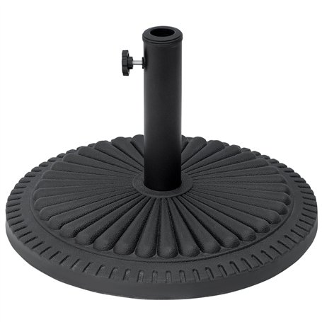 Outsunny Pied de Parasol Base de lestage Parasol Rond Ciment HDPE Motif Rosace Ø 49 cm Poids Net 14 Kg Noir