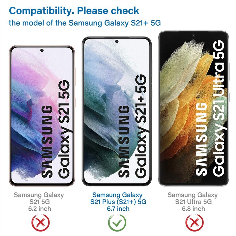 Image secondaire de NEW'C Lot de 2, Verre Trempé pour Samsung Galaxy S21 Plus / S21 + 5G (6.7), Film Protection écran Efficace Contre Les Rayures - U