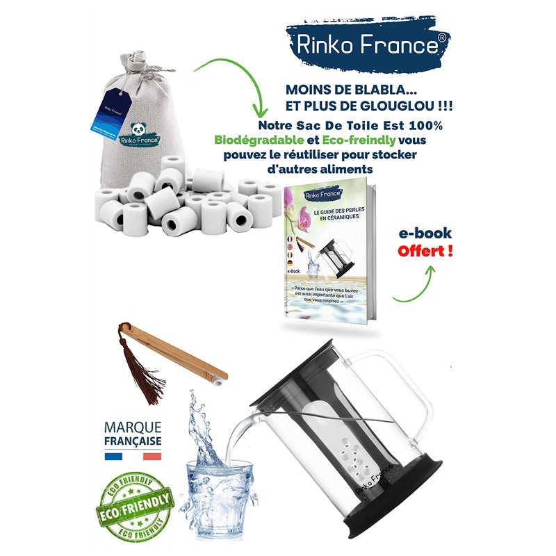 Image secondaire de Rinko France |35 Perles de Céramique Pour Filtrer l’Eau du Robinet - Anti Calcaires - élimine Le Mauvais Gout - Ideal Pour Caraf
