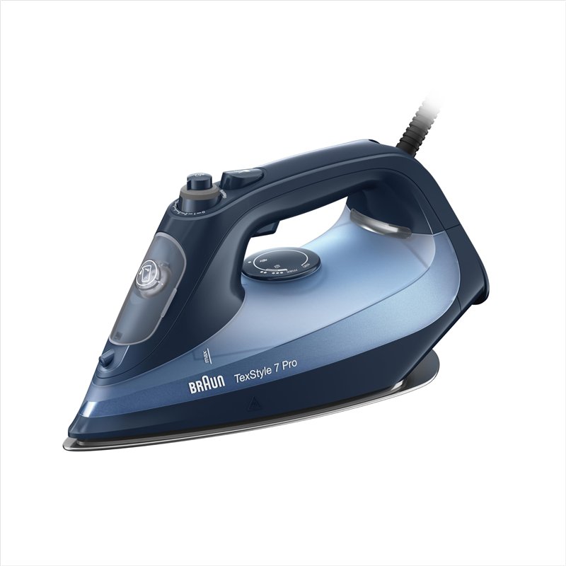 Braun TexStyle 7 Pro SI7160BL, Fer à Vapeur Débit 225g/min, Technologie FreeGlide 3D, Semelle EloxalPlus avec Pointe Précise, Fe