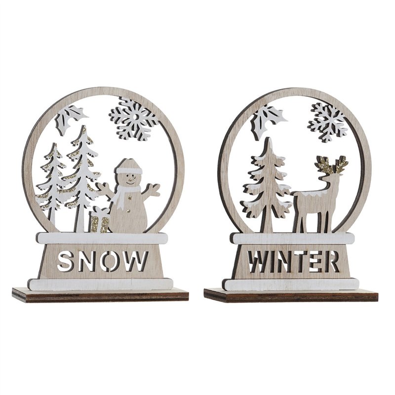 Décorations de Noël DKD Home Decor Bois Renne (12 x 4 x 15 cm) (2 Unités)