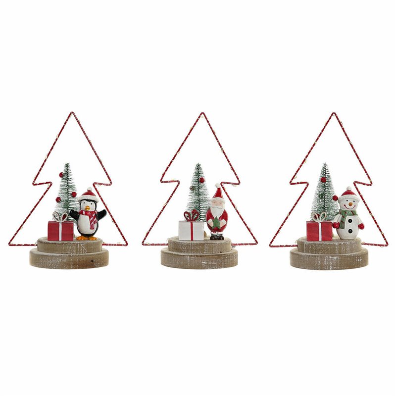 Décorations de Noël DKD Home Decor Arbre Métal Bois (17 x 11 x 21 cm) (3 pcs)