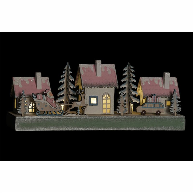 Image secondaire de Décorations de Noël DKD Home Decor Bois Maison (2 pcs) (30 x 6 x 12 cm)