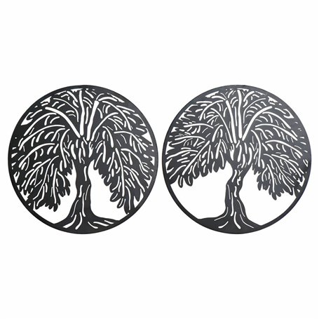 Décoration murale DKD Home Decor Arbre Métal (2 pcs) (40 x 1 x 40 cm)