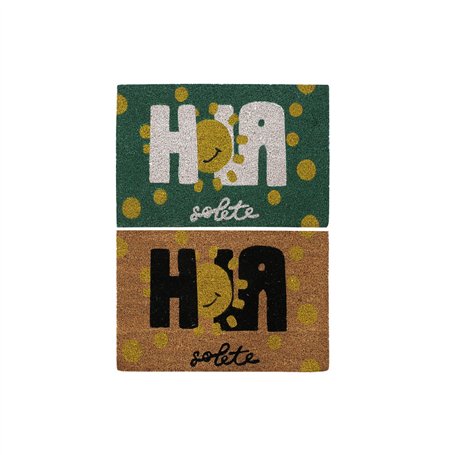 Paillasson DKD Home Decor Noir Marron Caoutchouc Blanc Vert 2 Unités Fibres de coco (60 x 40 x 1