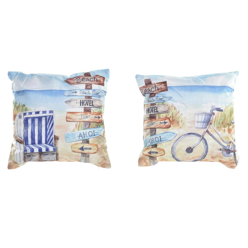 Coussin DKD Home Decor Plage Polyester Aluminium Multicouleur méditerranéen (45 x 10 x 45 cm) (2 Unités)