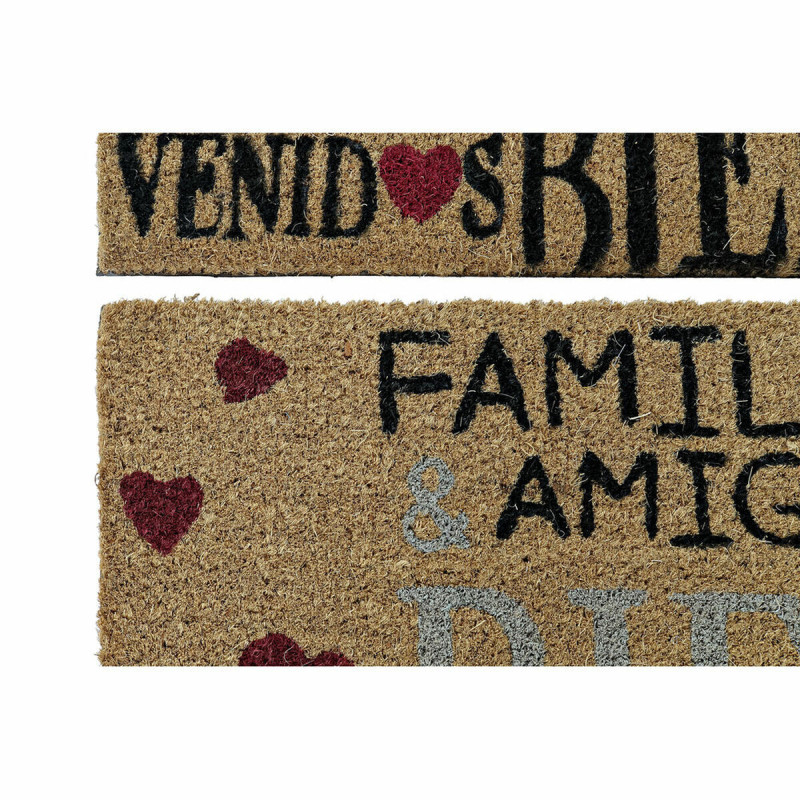 Image secondaire de Paillasson DKD Home Decor Rouge Noir Marron Caoutchouc 2 Unités Urbaine Fibres de coco (60 x 40 x 1,5 cm)