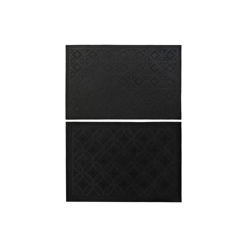 Paillasson DKD Home Decor Noir Caoutchouc 2 Unités (60 x 40 x 0,3 cm)