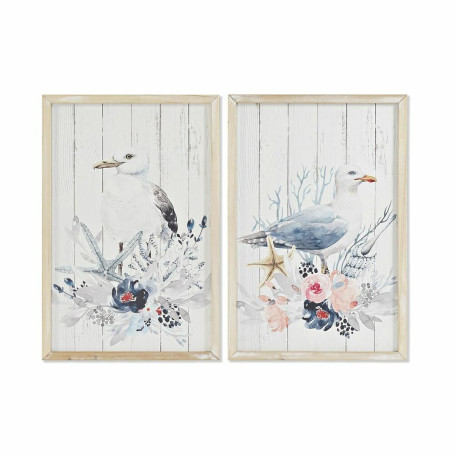 Cadre DKD Home Decor Oiseau méditerranéen (40 x 1