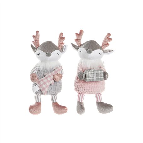 Figurine Décorative DKD Home Decor Noël Animal Polyester Cerf (14 x 17 x 28 cm) (2 Unités)