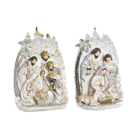 Crèche de Noël DKD Home Decor Doré Crème Résine Multicouleur (18 x 9 x 25