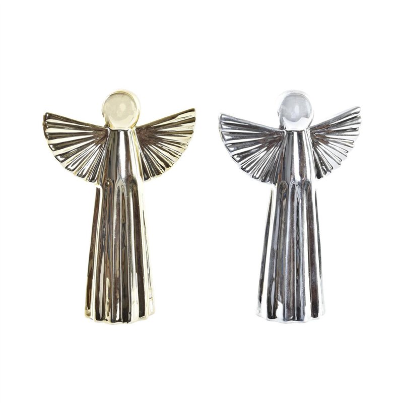 Décorations de Noël DKD Home Decor Porcelaine Ange (13 x 5 x 17 cm) (2 Unités)