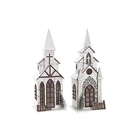 Décorations de Noël DKD Home Decor Église MDF (12