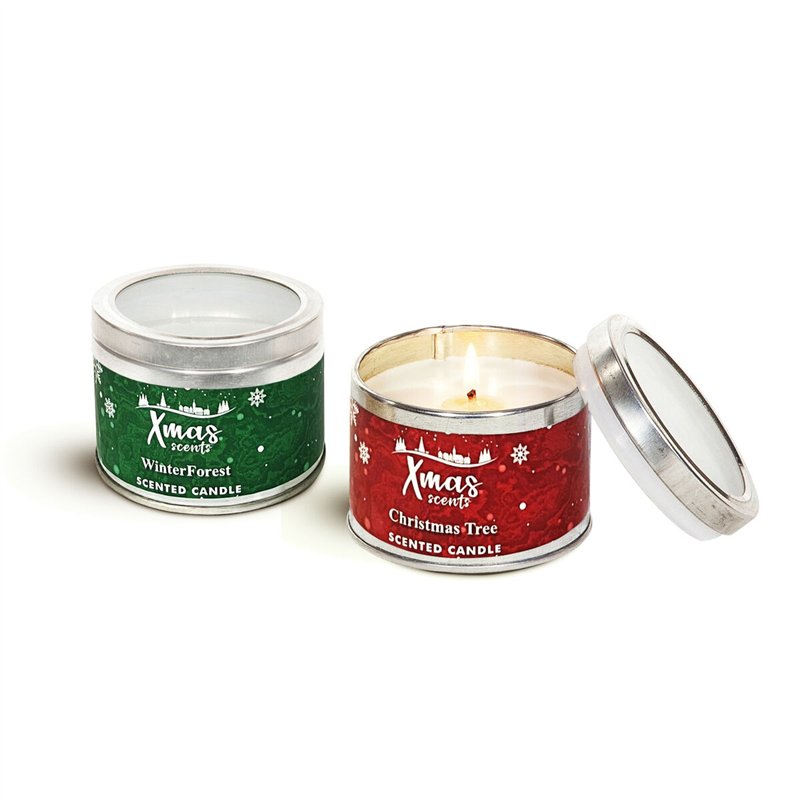 Ensemble de Bougies DKD Home Decor Noël (2 Unités) (8 x 8 x 6 cm)