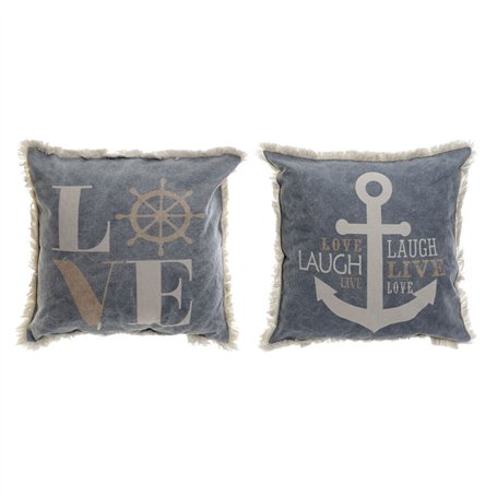 Coussin DKD Home Decor Bleu Blanc Marin Frange (45 x 10 x 45 cm) (2 Unités)