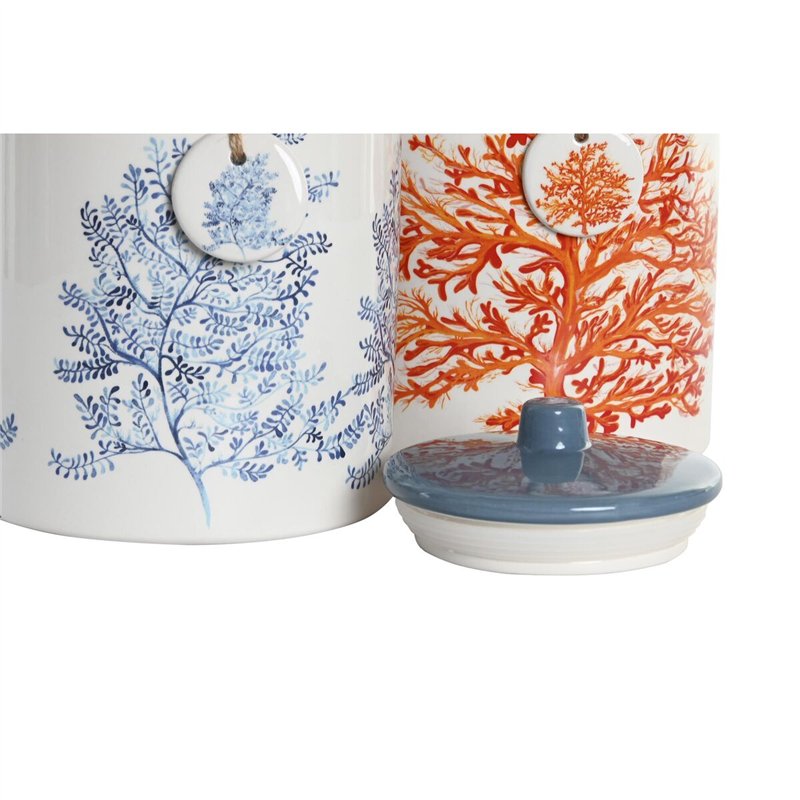 Image secondaire de Boîte DKD Home Decor Bleu Corail Fuchsia Blanc Dolomite (2 Unités) (15 x 15 x 22 cm)